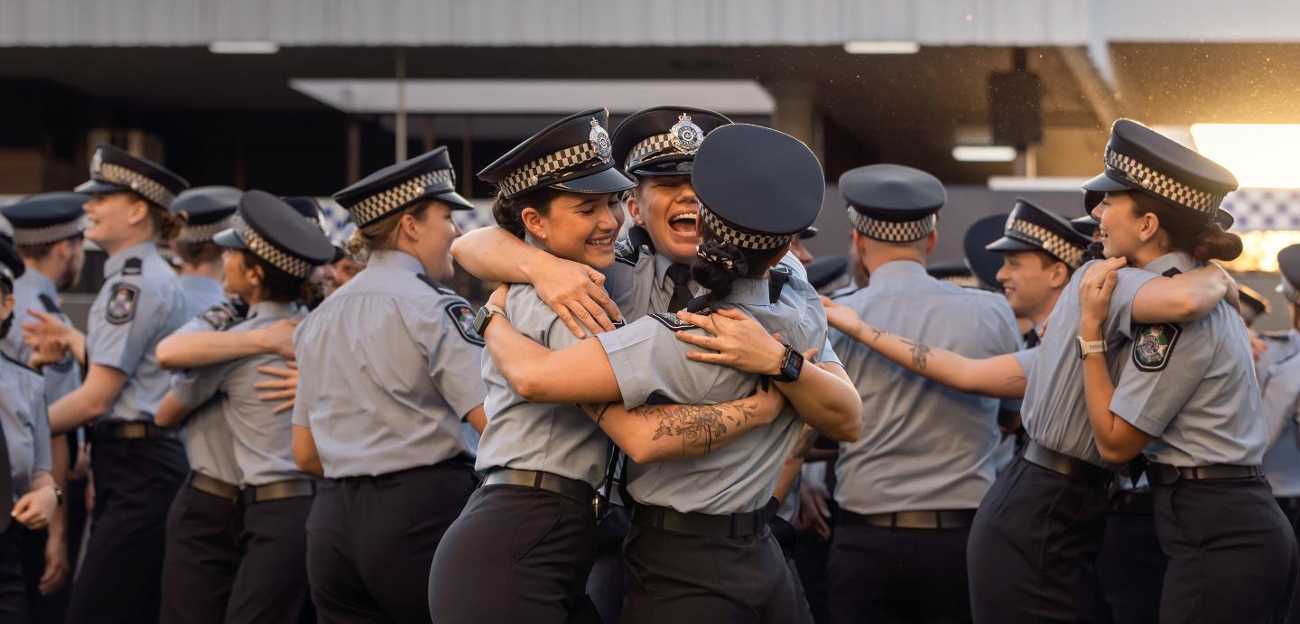 Police Recruits Celebrating at Graduation