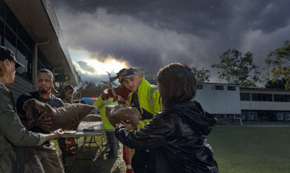 Police helping community fill sandbags