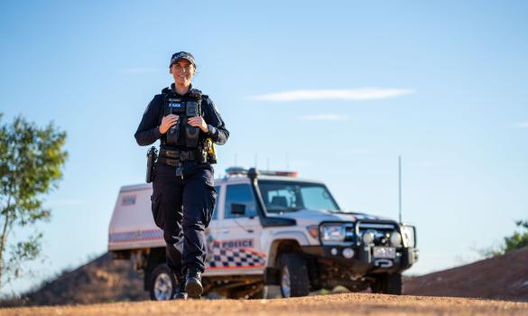 Queensland police officer patrolling Mount Isa