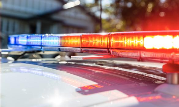 close up flashing lights on police car