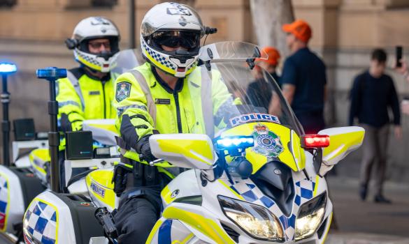 Highway Patrol officers on motorcycles