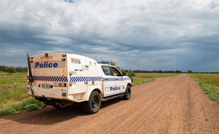 Police vehicle in rural Queensland