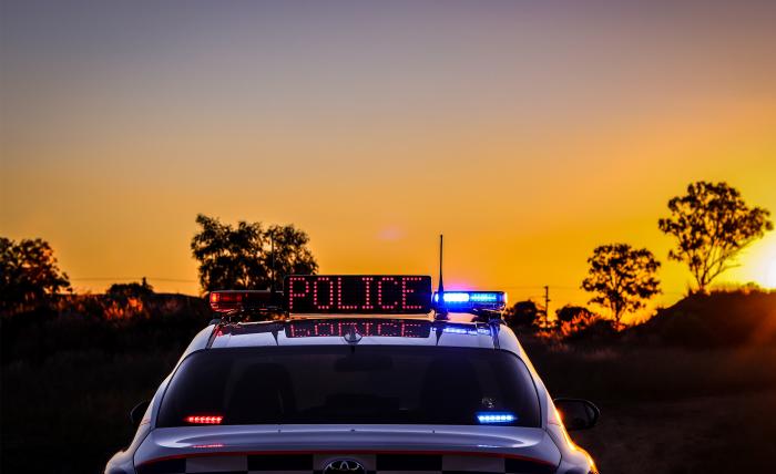 police car and sunset