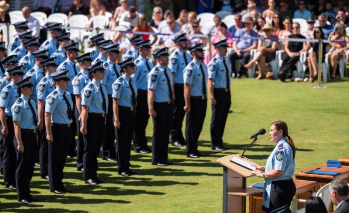 police recruits being addressed