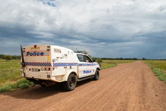 Police vehicle in rural Queensland