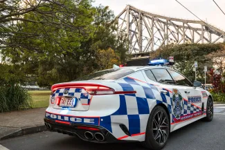 police car under Story Bridge in Brisbane
